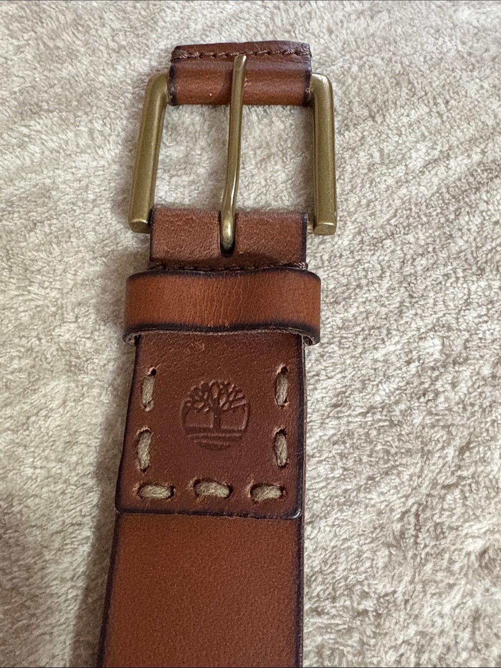 Timberland Tan/Brown Leather Men's Belt with Brass Buckle 36”
